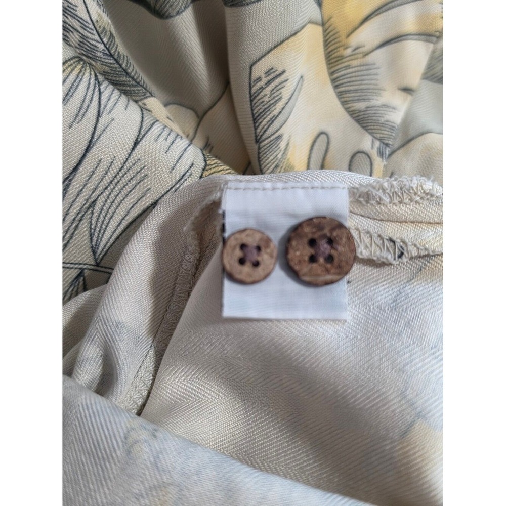Tommy Bahama Mens XXL Silk Hibiscus Tropical Camp Shirt Cream Yellow Sage Green - Picture 5 of 6